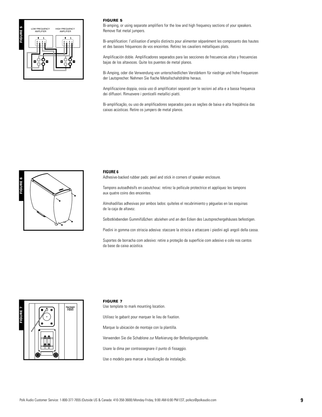 Polk Audio A1, A3, A7, A5, A9 owner manual LOW Frequency High Frequency Amplifier 