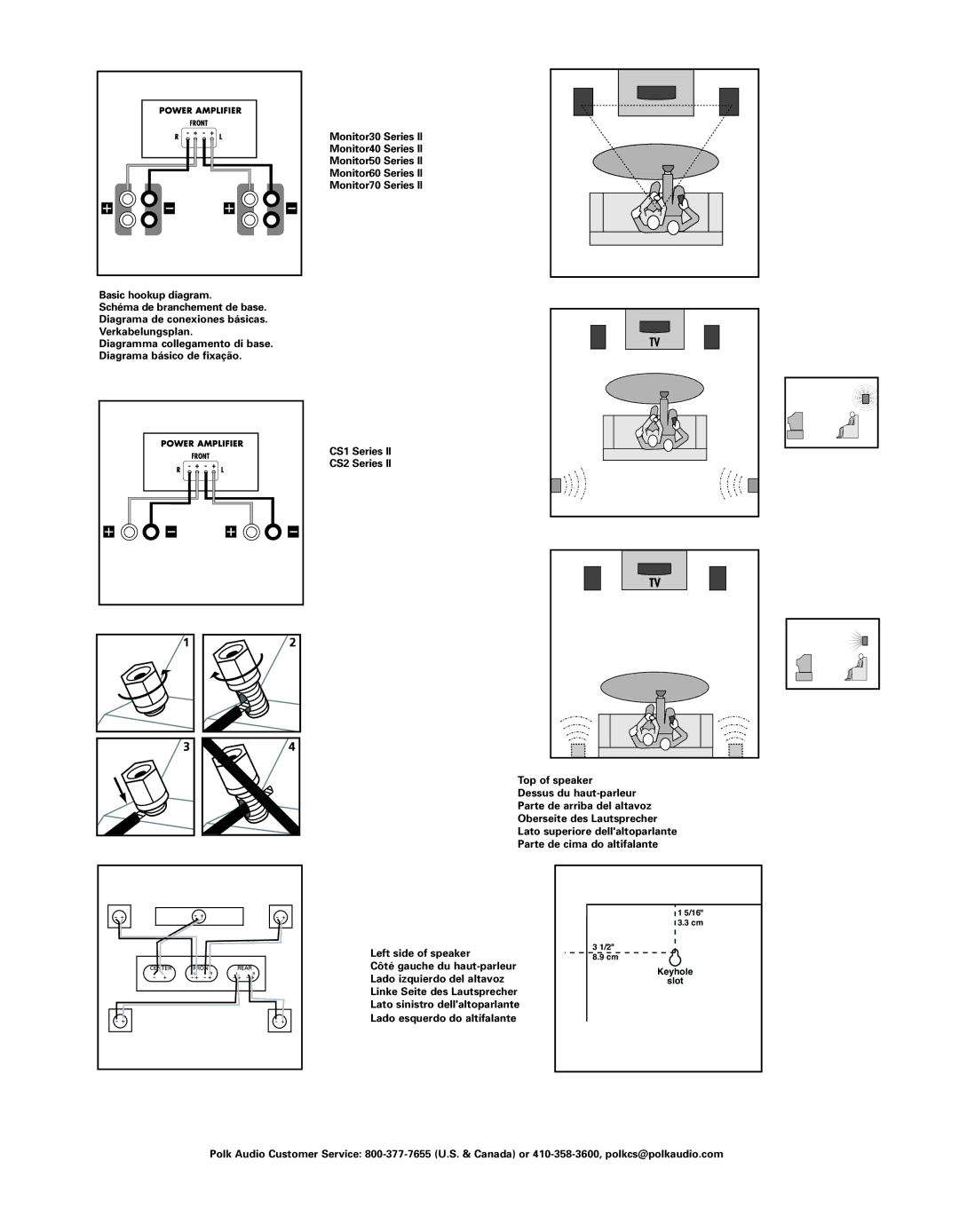 Polk Audio AM6095-B, AM4095-A owner manual Keyhole Slot 