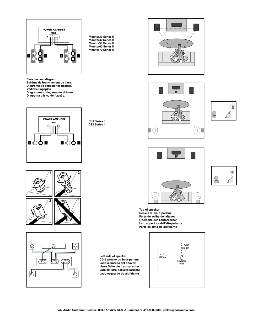 Polk Audio AM6095-B, AM4095-A owner manual Basic hookup diagram 