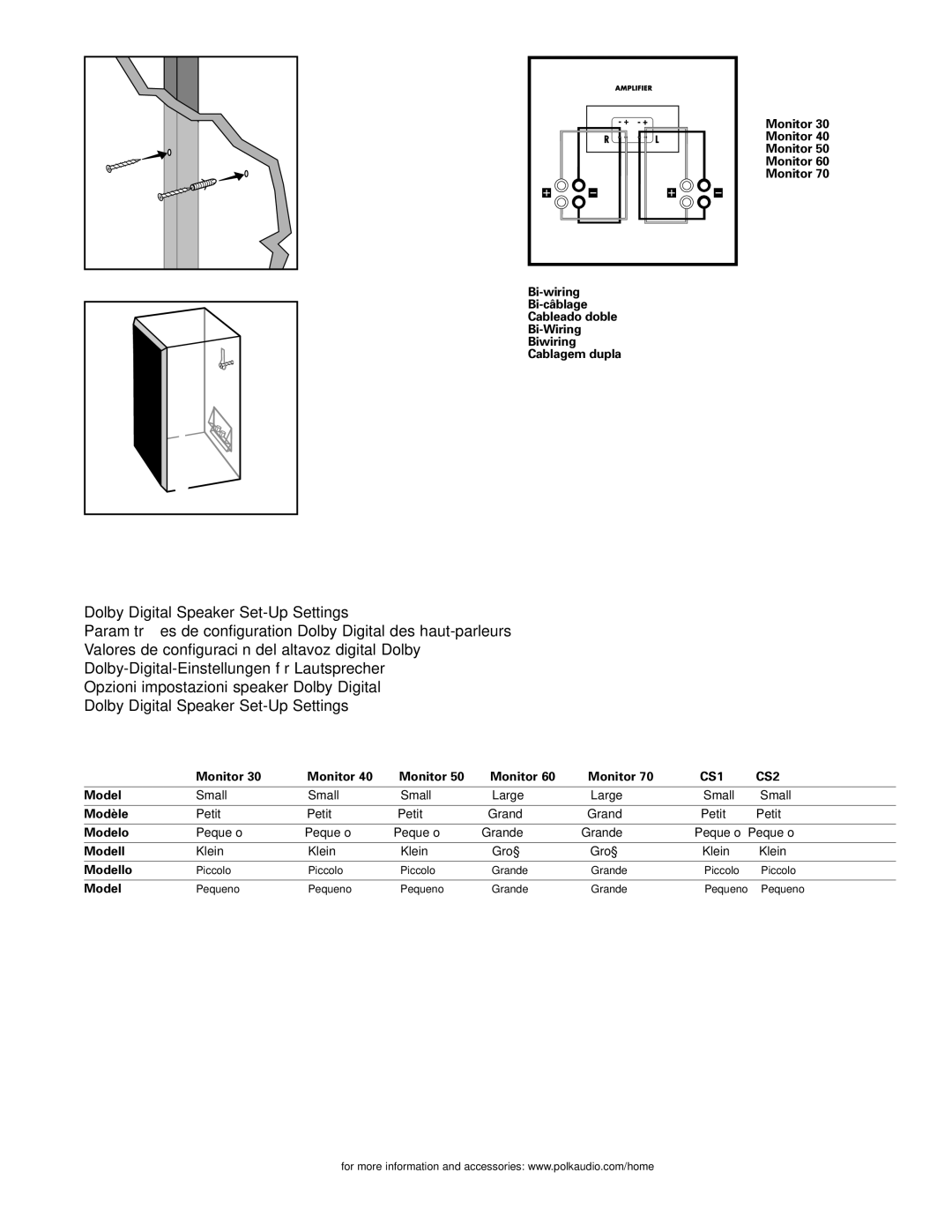 Polk Audio AM6095-B owner manual CS1 CS2 