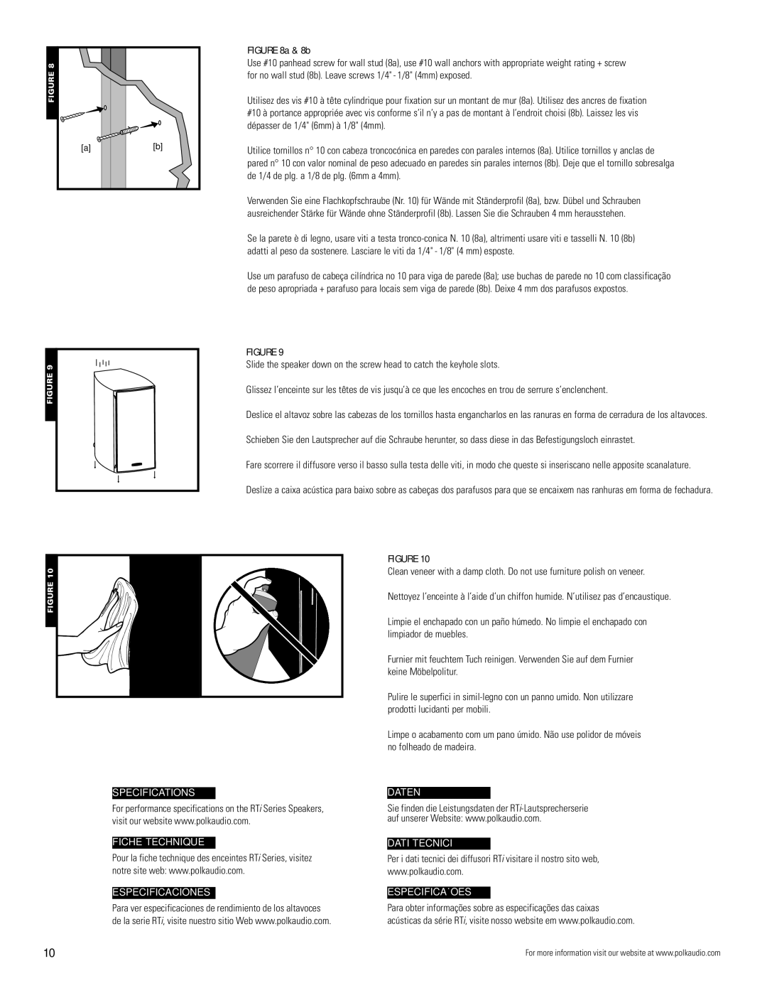 Polk Audio AM7775-B, AM9975-C4 owner manual Daten Dati Tecnici 