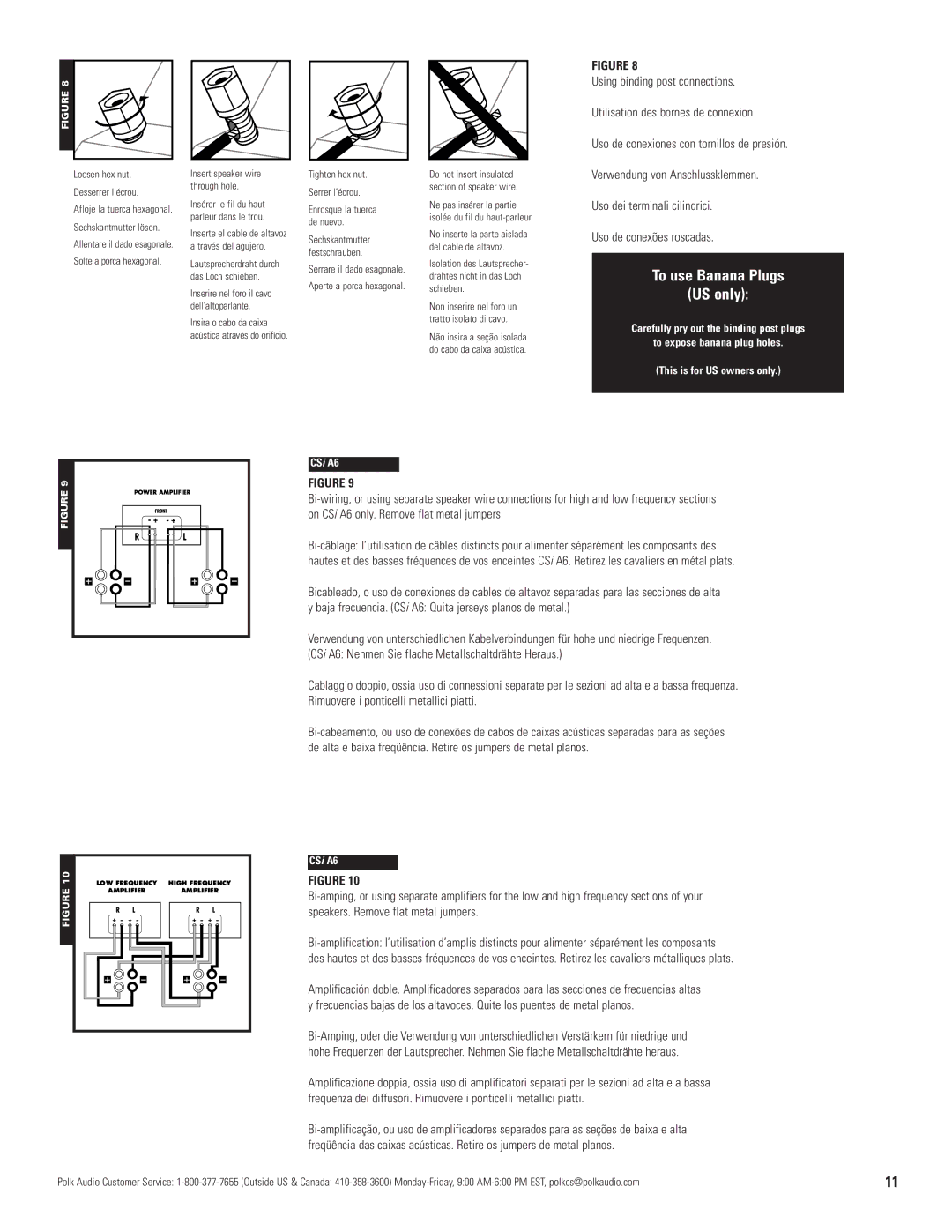 Polk Audio AM9975-C4 owner manual To use Banana Plugs 