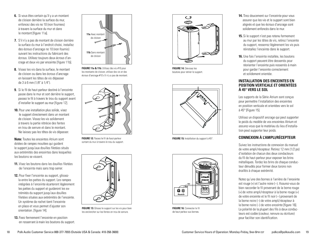 Polk Audio ATRIUM5, ATRIUM6, 8SDI, 7, ATRIUM 4 manual Connexion À L’AMPLI/RÉCEPTEUR 