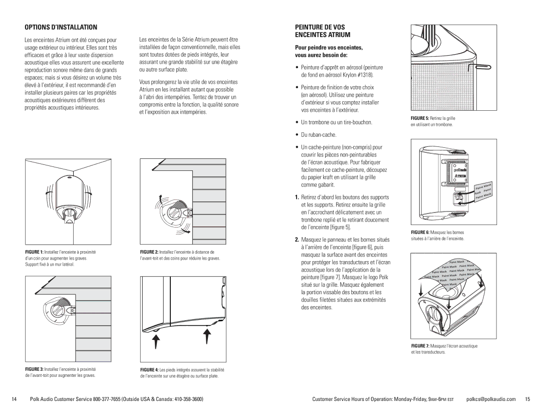 Polk Audio 7, 8SDI Options D’INSTALLATION, Peinture DE VOS Enceintes Atrium, Un trombone ou un tire-bouchon Du ruban-cache 