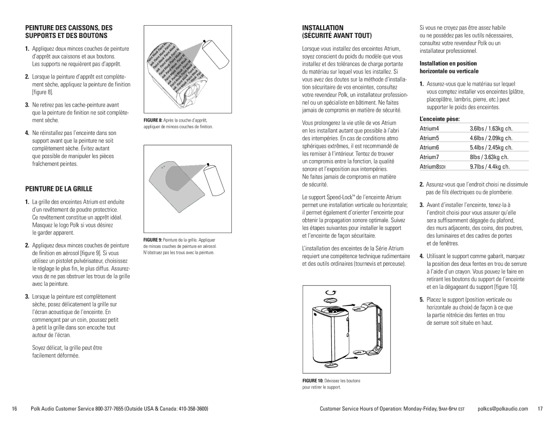 Polk Audio ATRIUM 4, 8SDI Peinture DE LA Grille, Le garder apparent, Ne faites jamais de compromis en matière de sécurité 