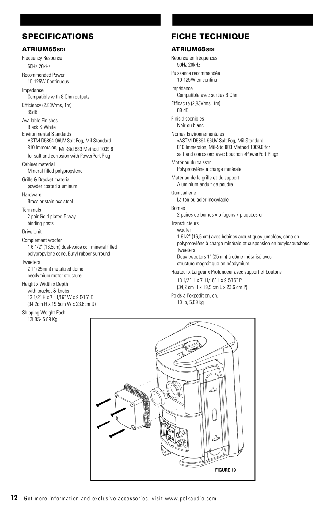 Polk Audio ATRIUM65SDI owner manual 