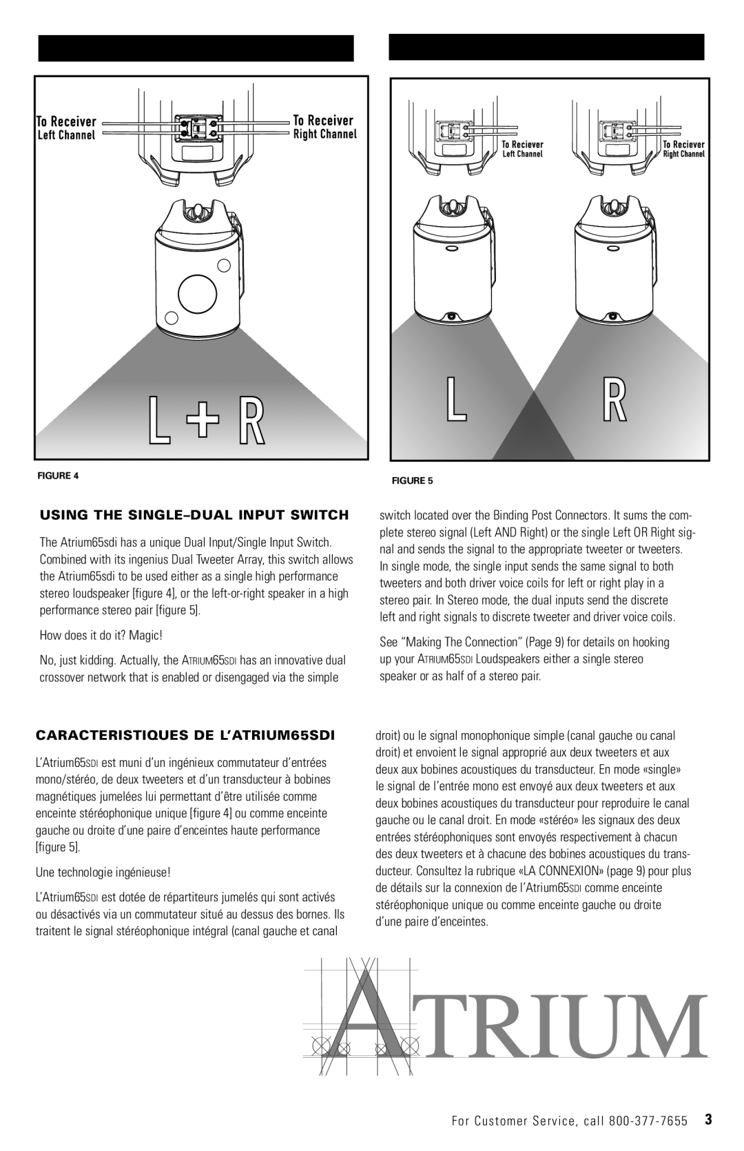 Polk Audio owner manual Using the SINGLE-DUAL Input Switch, How does it do it? Magic, Caracteristiques DE L’ATRIUM65SDI 