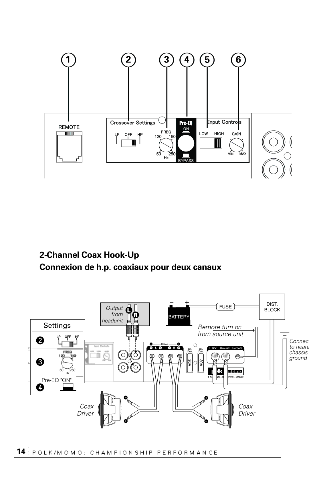 Polk Audio C300.2 owner manual Settings 