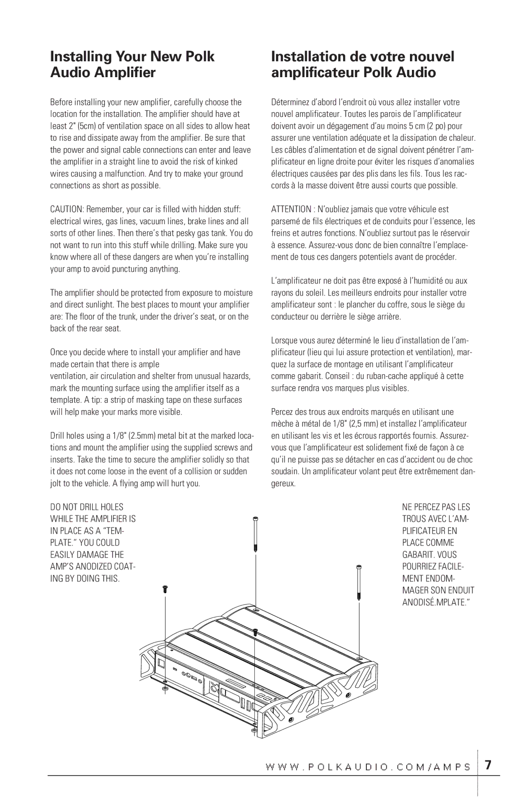 Polk Audio C300.2 owner manual Installing Your New Polk, Audio Amplifier Amplificateur Polk Audio 