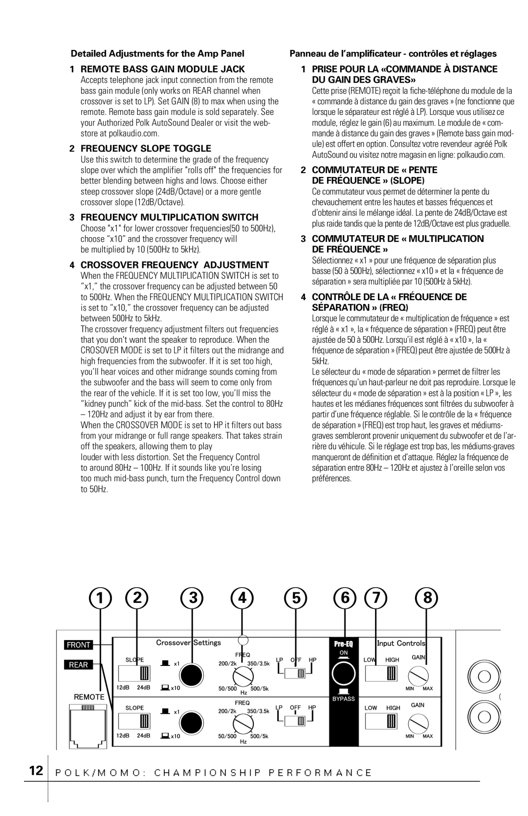 Polk Audio C500.1 owner manual Detailed Adjustments for the Amp Panel, Be multiplied by 10 500Hz to 5kHz 