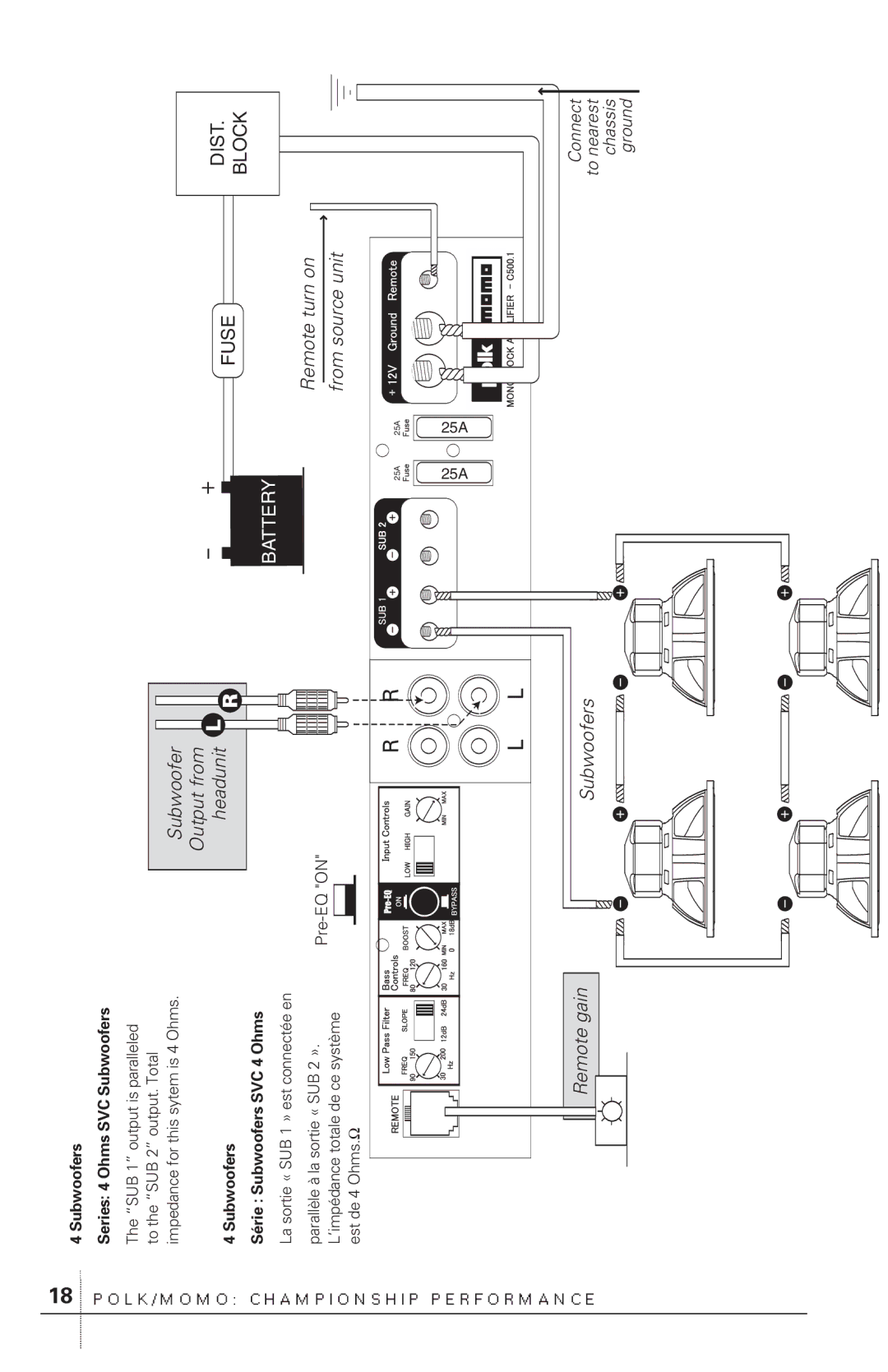 Polk Audio C500.1 owner manual Subwoofers Series 4 Ohms SVC Subwoofers, Subwoofers Série Subwoofers SVC 4 Ohms 