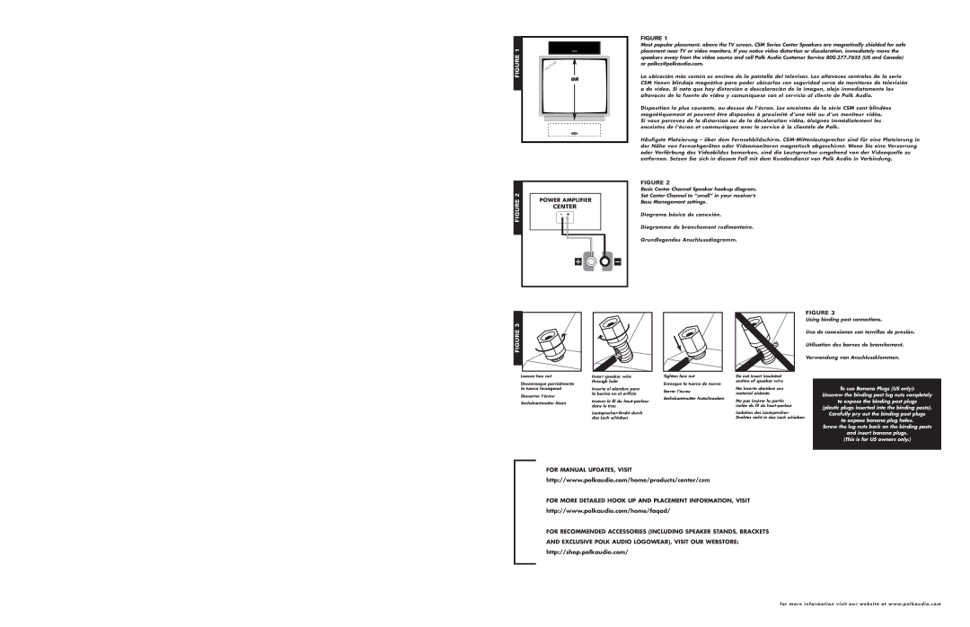 Polk Audio CSM owner manual 1FIGURE or, For Manual UPDATES, Visit 