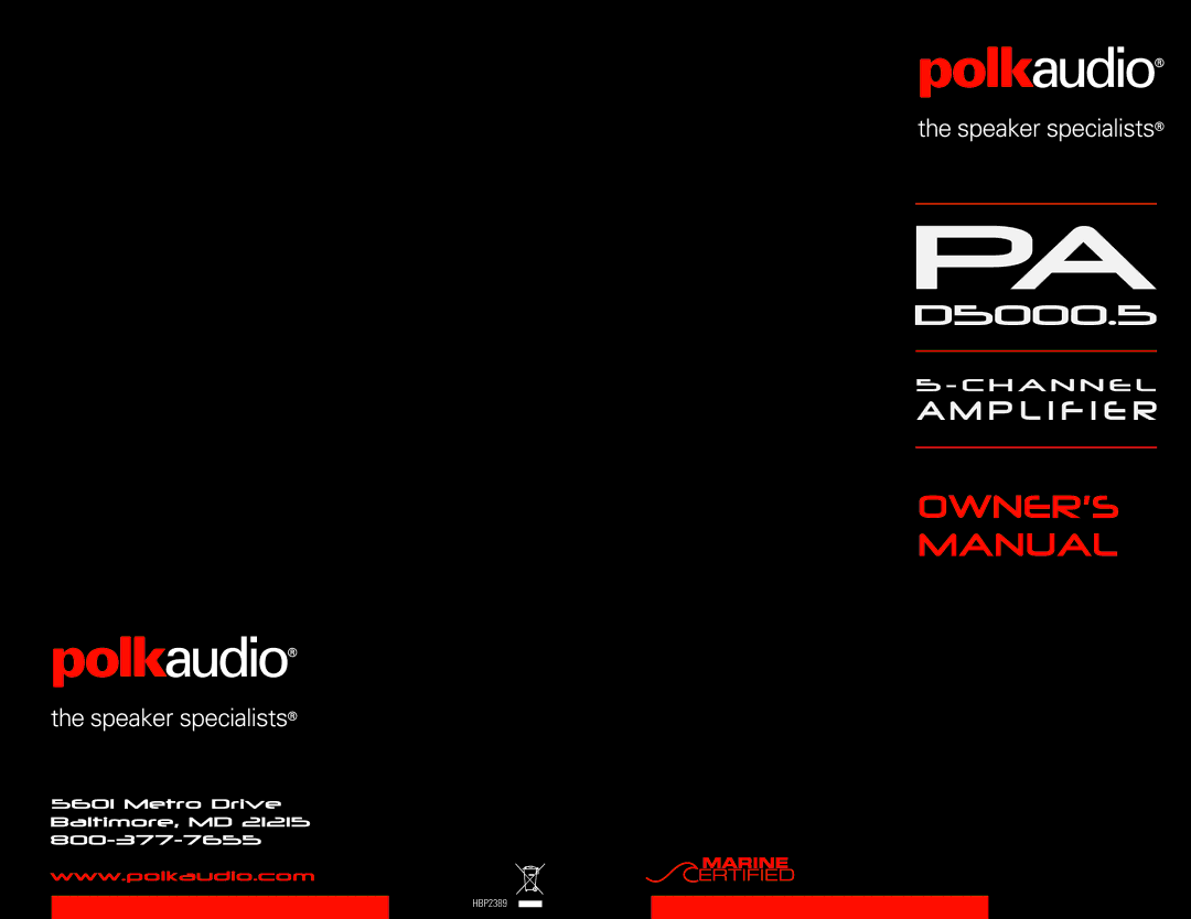 Polk Audio D5000.5 manual 