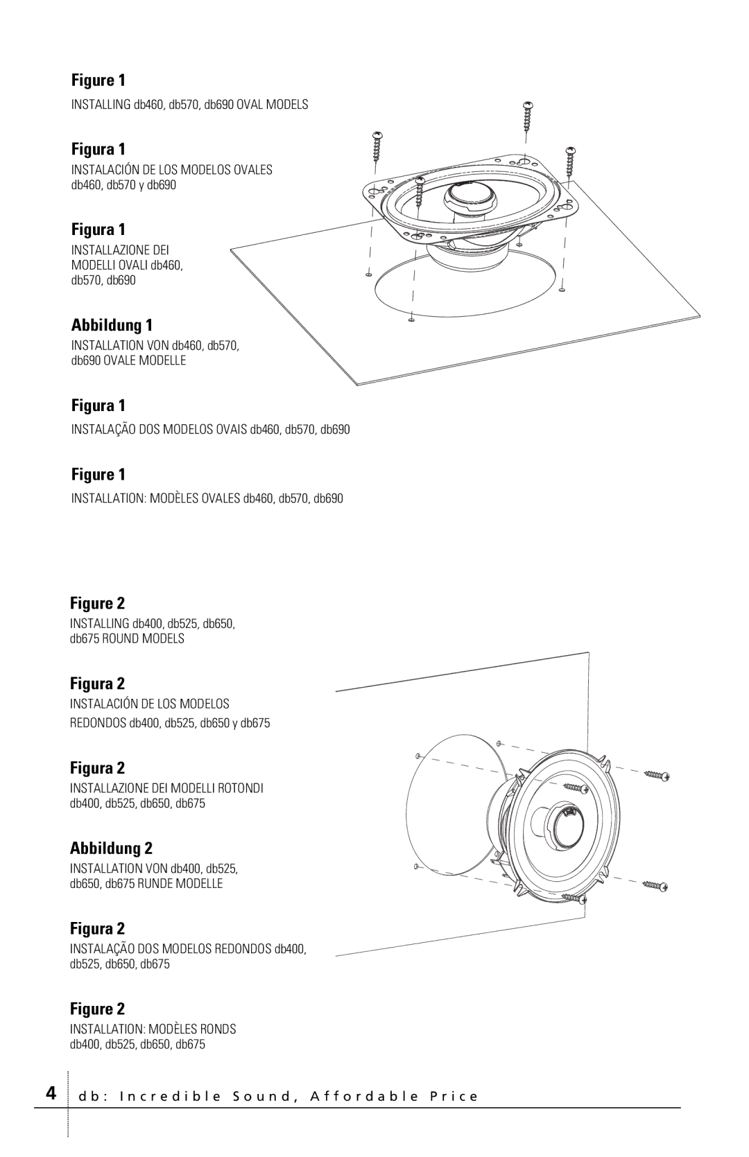 Polk Audio DB400 manual Abbildung, Instalación DE LOS Modelos 