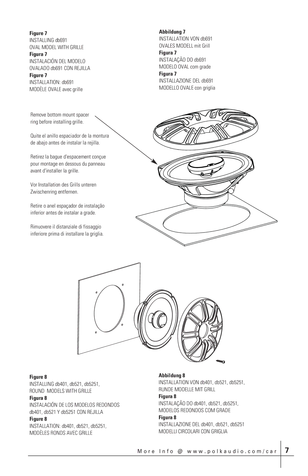 Polk Audio db571 Oval Model with Grille, Round Models with Grille, Modèles Ronds Avec Grille, Runde Modelle MIT Grill 