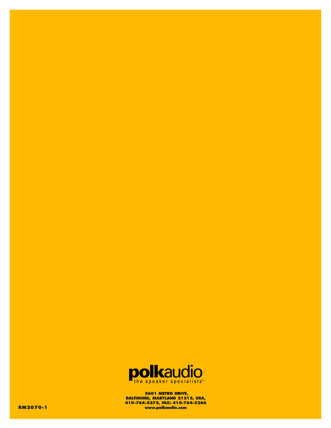 Polk Audio DR-3 instruction manual RM2070-1 