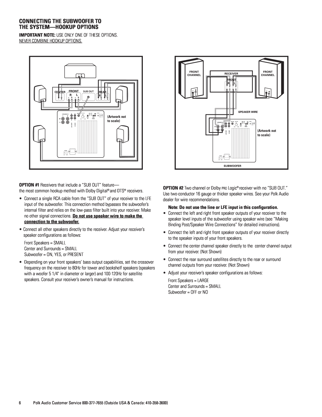 Polk Audio DSWmicroPRO1000 owner manual Connecting The Subwoofer To, The System-Hookupoptions 