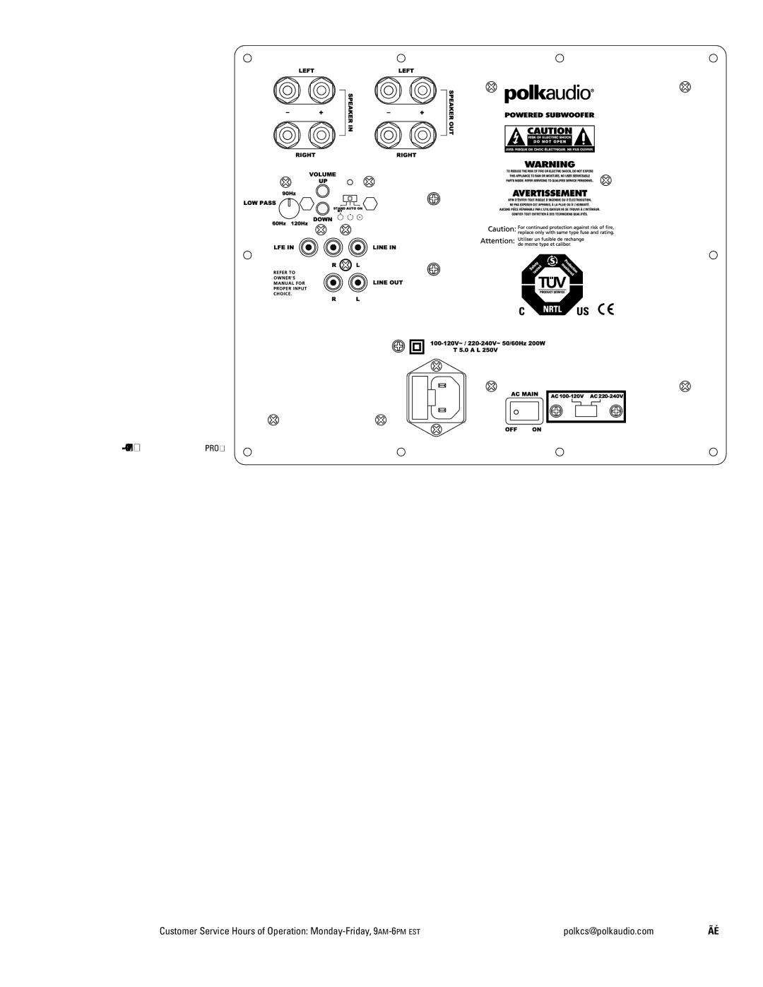 Polk Audio DSWPRO500, DSWPRO400 owner manual Amplificador DSWPRO600 