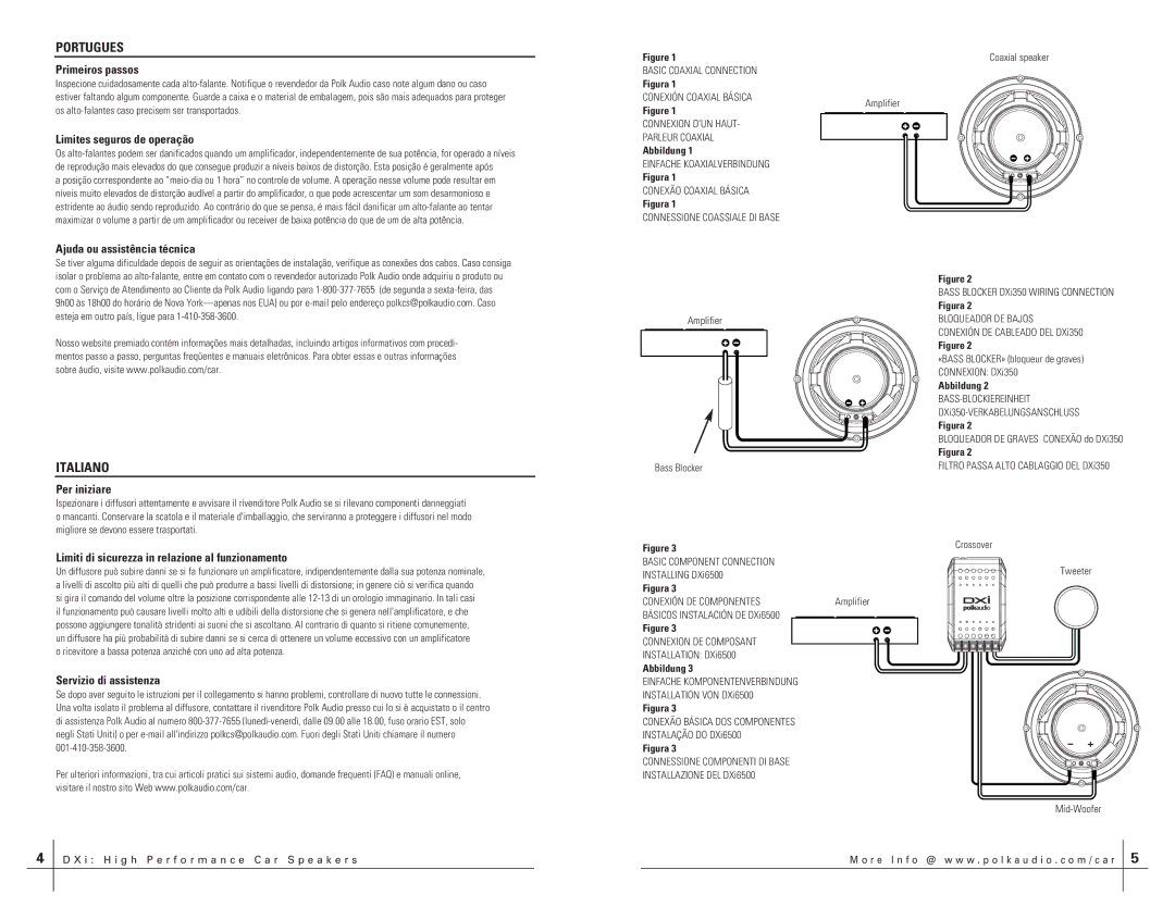 Polk Audio DXI350 manual Portugues, Italiano 