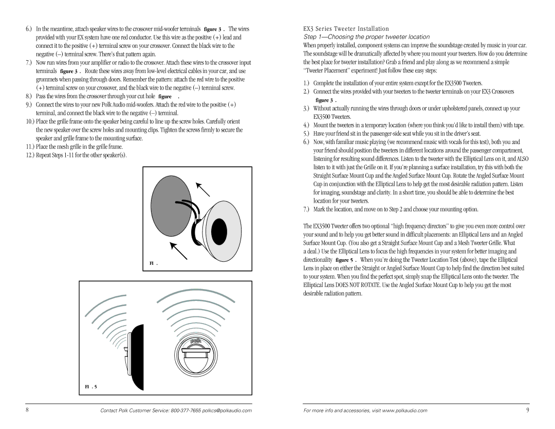 Polk Audio manual EX3 Series Tweeter Installation, Choosing the proper tweeter location 