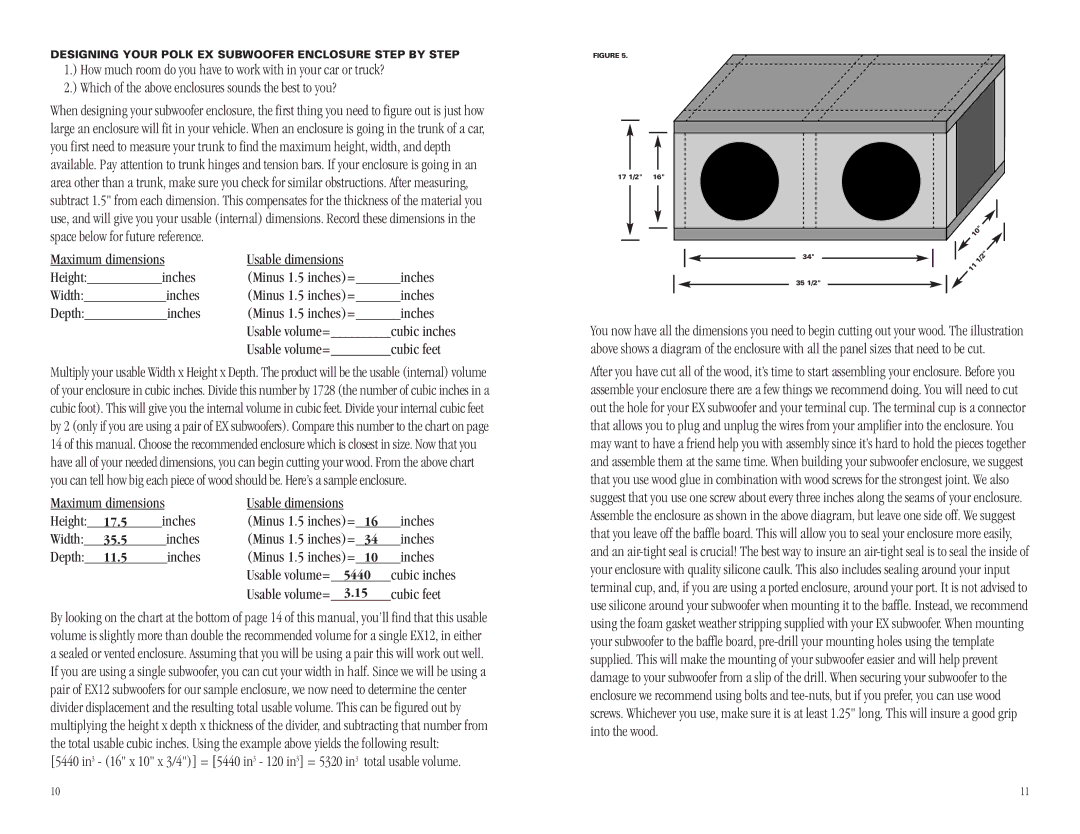 Polk Audio EX652a owner manual Widthinches, Depthinches 