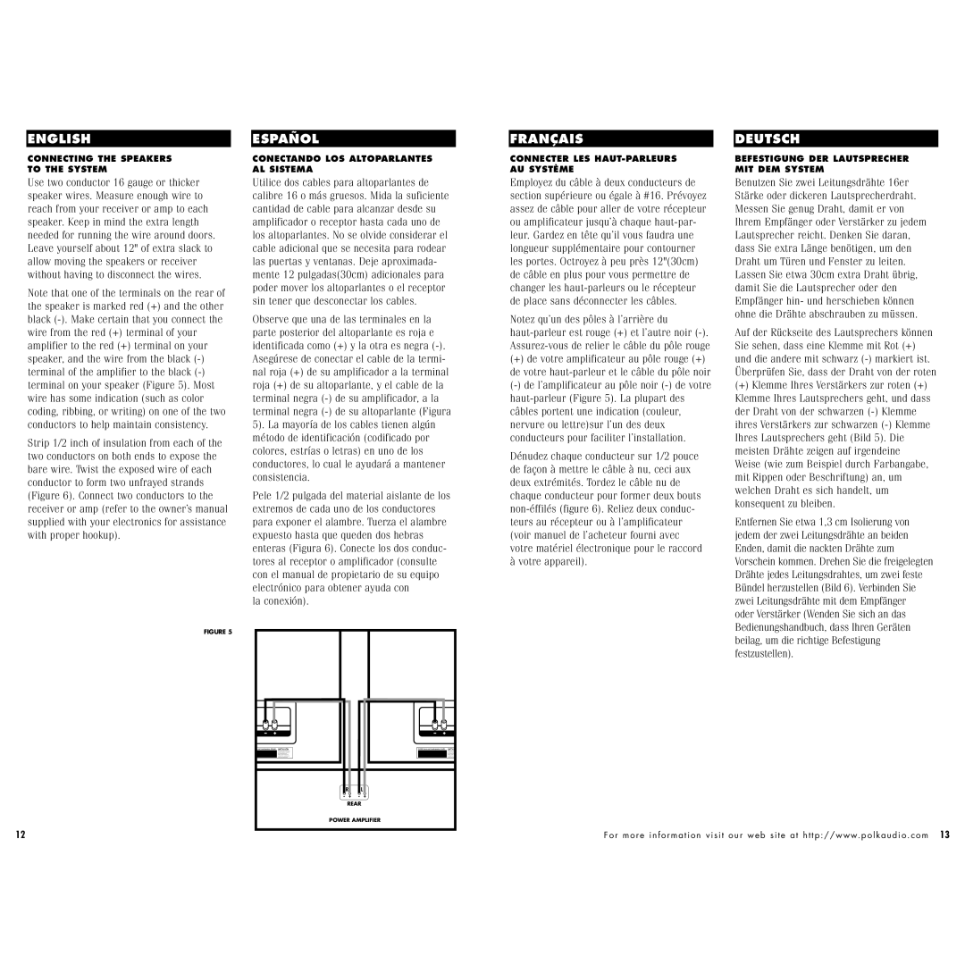 Polk Audio FX300I, FX500i instruction manual English Español 