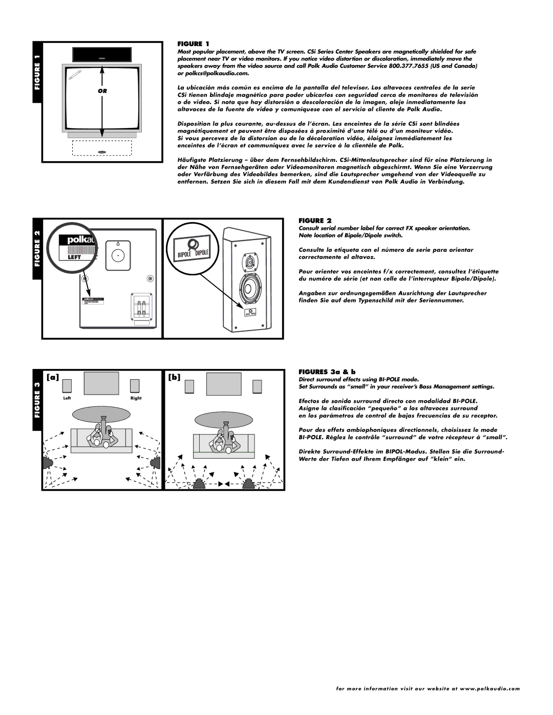 Polk Audio CSi 30, FXI50, FXI30, CSi 40, CSi 20 owner manual 1FIGURE or, Figures 3a & b 