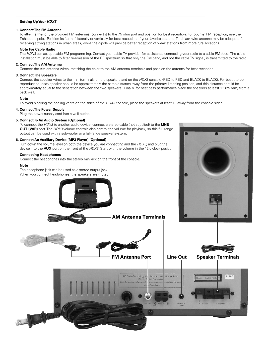 Polk Audio manual Setting Up Your HDX3 Connect The FM Antenna, Connect The AM Antenna, Connect The Speakers 