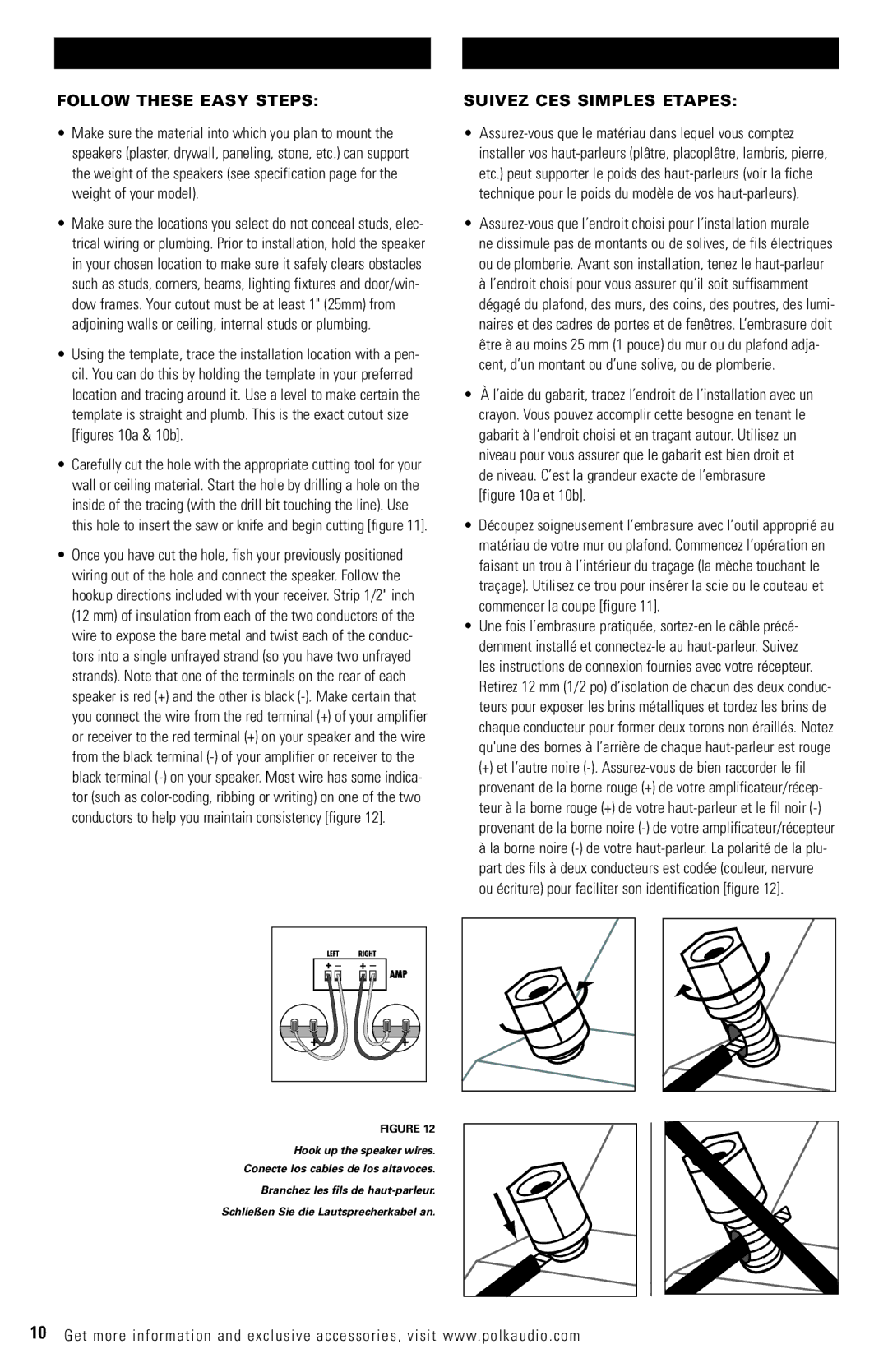 Polk Audio LC265i, LC60i, LC65I owner manual Follow These Easy Steps, Suivez CES Simples Etapes 