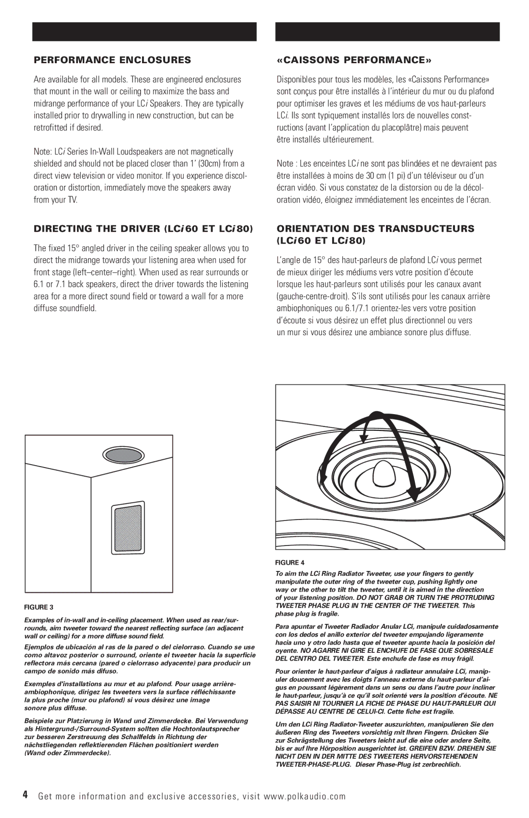 Polk Audio LC265i, LC60i, LC65I Performance Enclosures, Directing the Driver LCi 60 ET LCi, «Caissons Performance» 