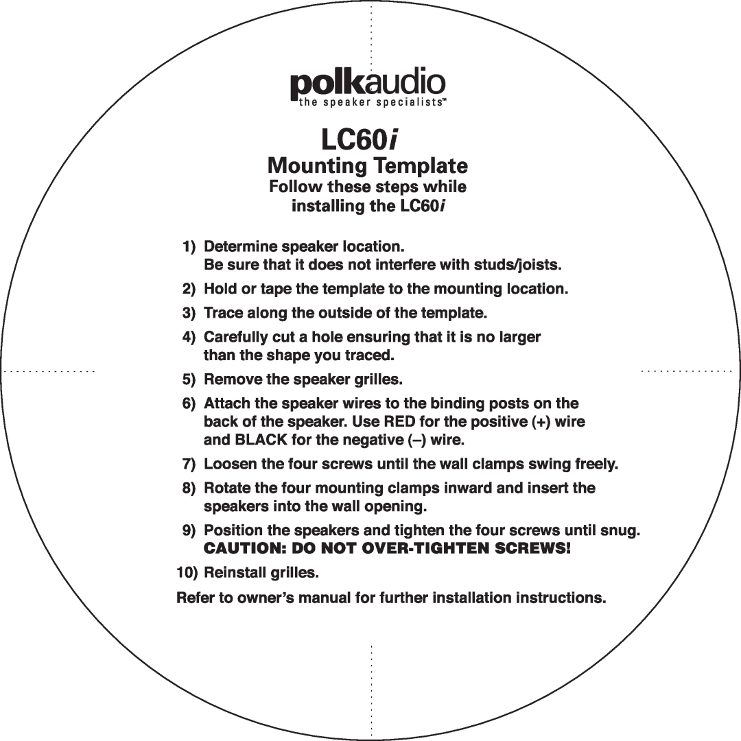 Polk Audio LC60i manual 