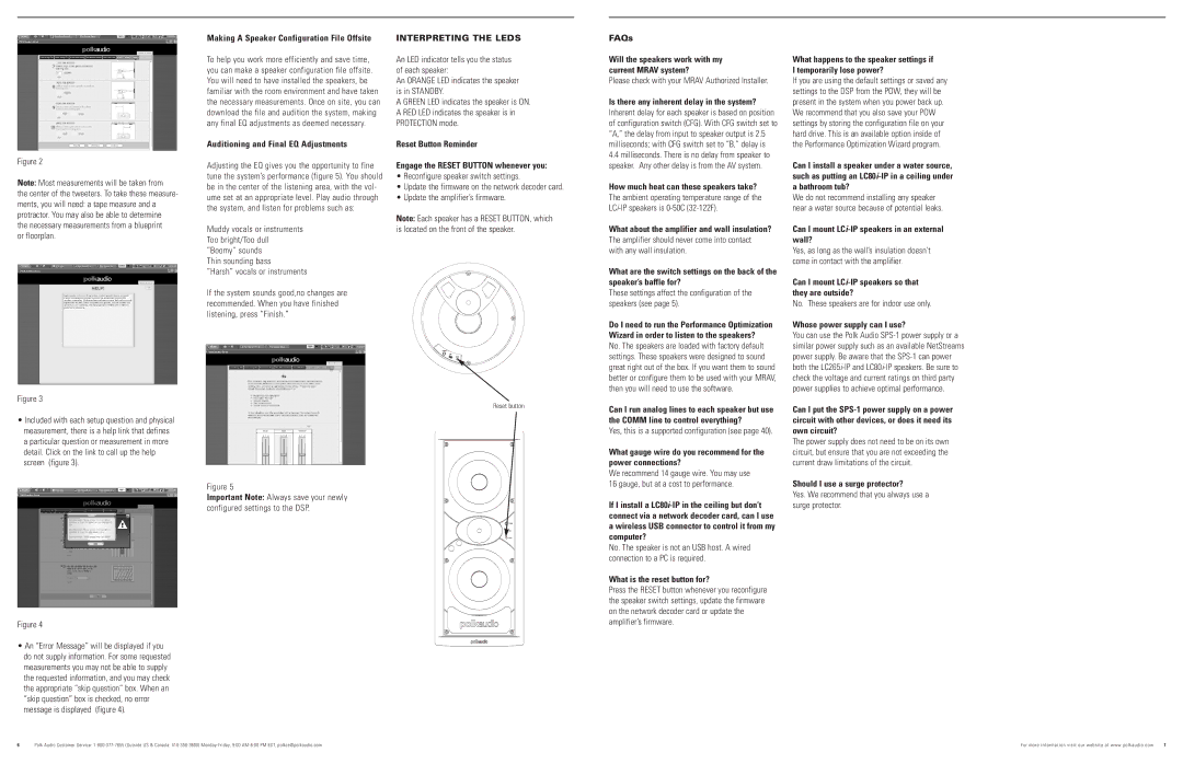 Polk Audio LC80i-IP, LC265i-IP owner manual Interpreting the Leds 