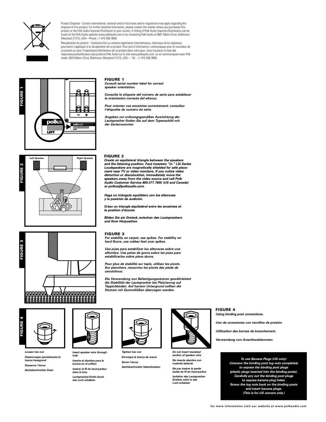 Polk Audio LSi25 owner manual Left 