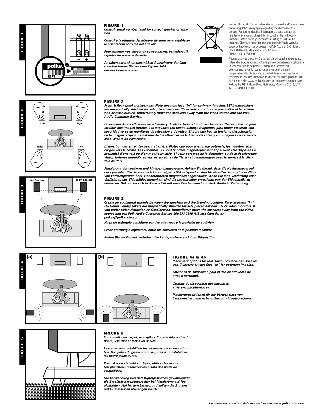 Polk Audio LSI7 owner manual Left 