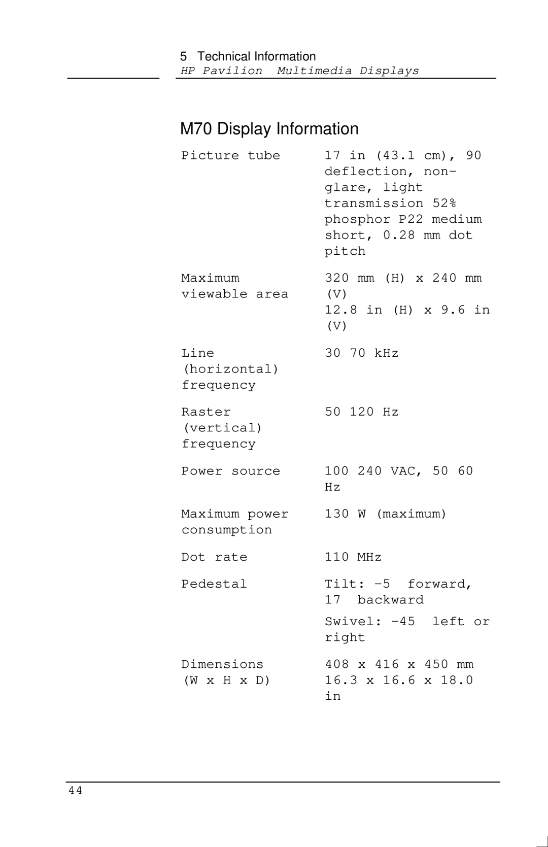 Polk Audio M50, M40 manual M70 Display Information 