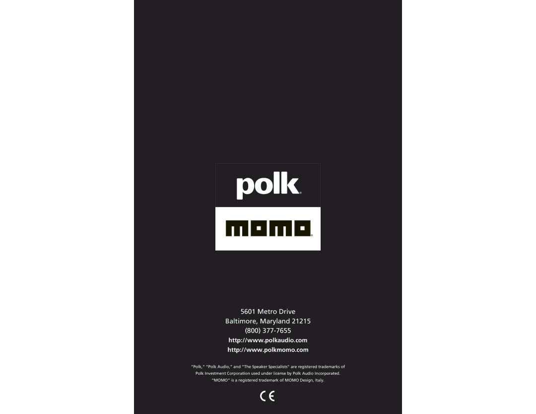 Polk Audio MM10, MM12 owner manual Metro Drive Baltimore, Maryland 800 