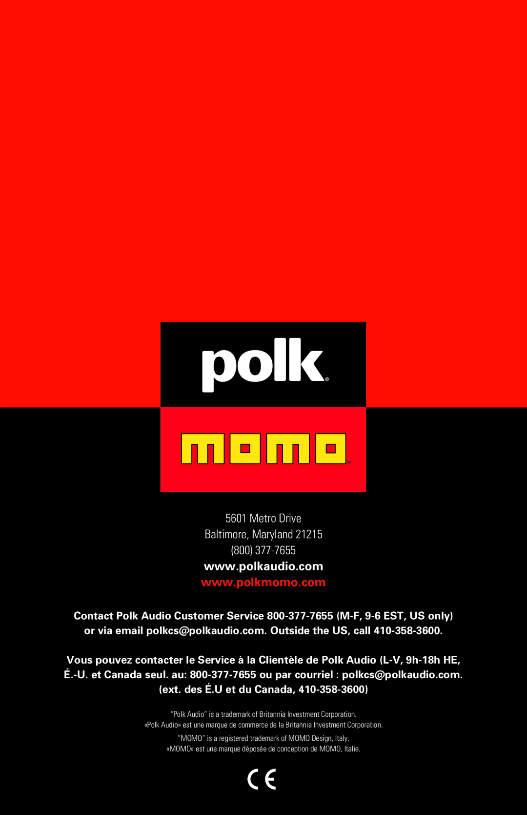 Polk Audio MM2124DVC, MM2154DVC, MM2104DVC, MM2084DVC owner manual Metro Drive Baltimore, Maryland 800 