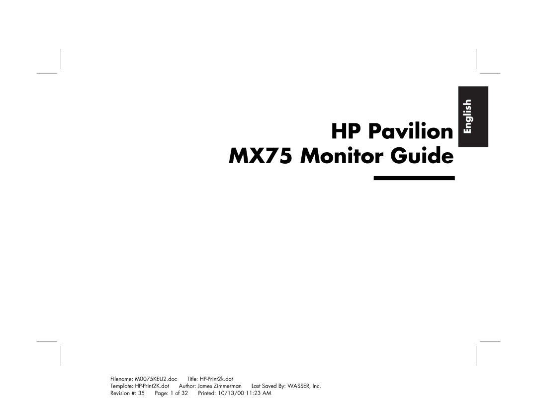 Polk Audio manual HP Pavilion MX75 Monitor Guide 