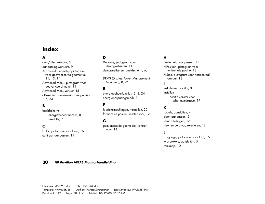 Polk Audio MX75 manual Aan-/uitschakelaar, 6 aanpassingsvensters 