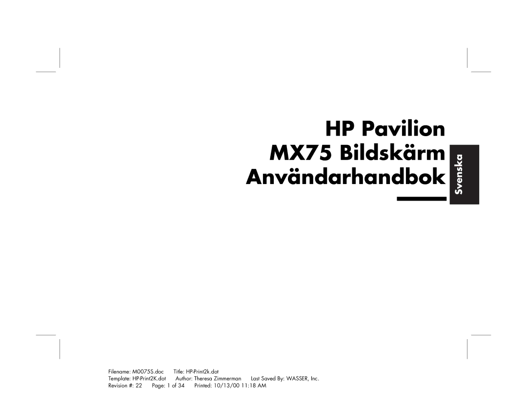 Polk Audio manual HP Pavilion MX75 Bildskärm Användarhandbok 