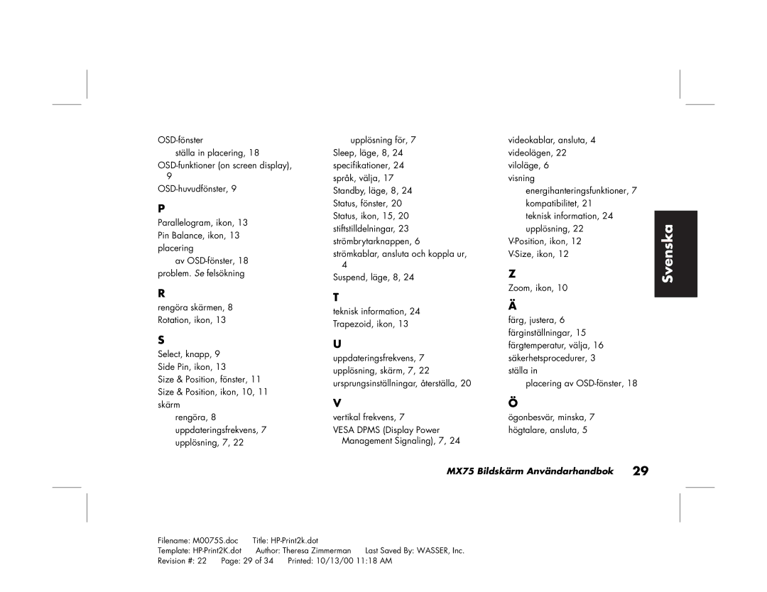 Polk Audio MX75 manual Svenska 