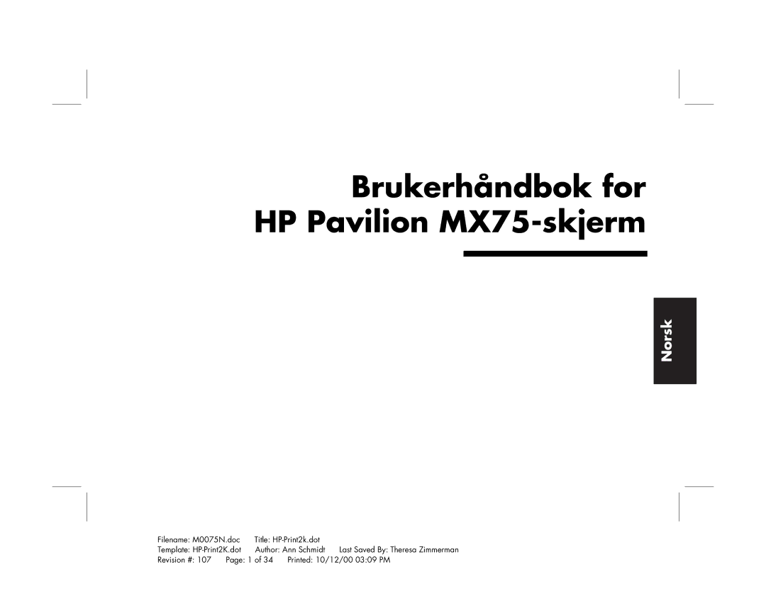 Polk Audio manual Brukerhåndbok for HP Pavilion MX75-skjerm 