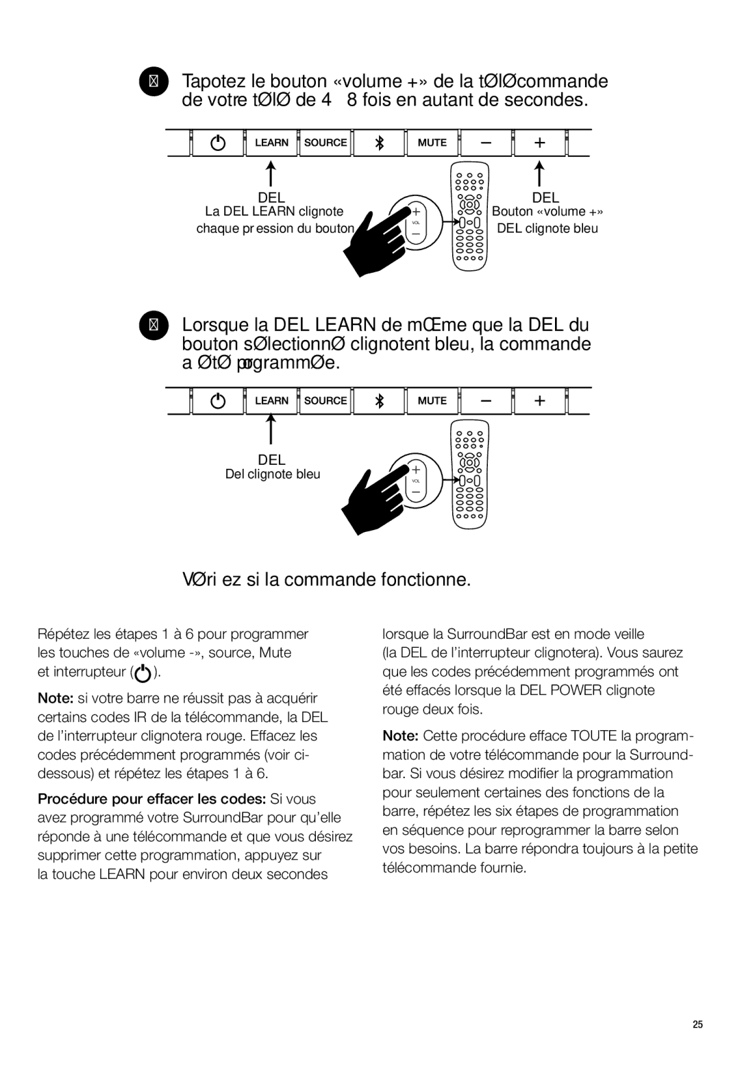 Polk Audio N1 manual Vériﬁez si la commande fonctionne 