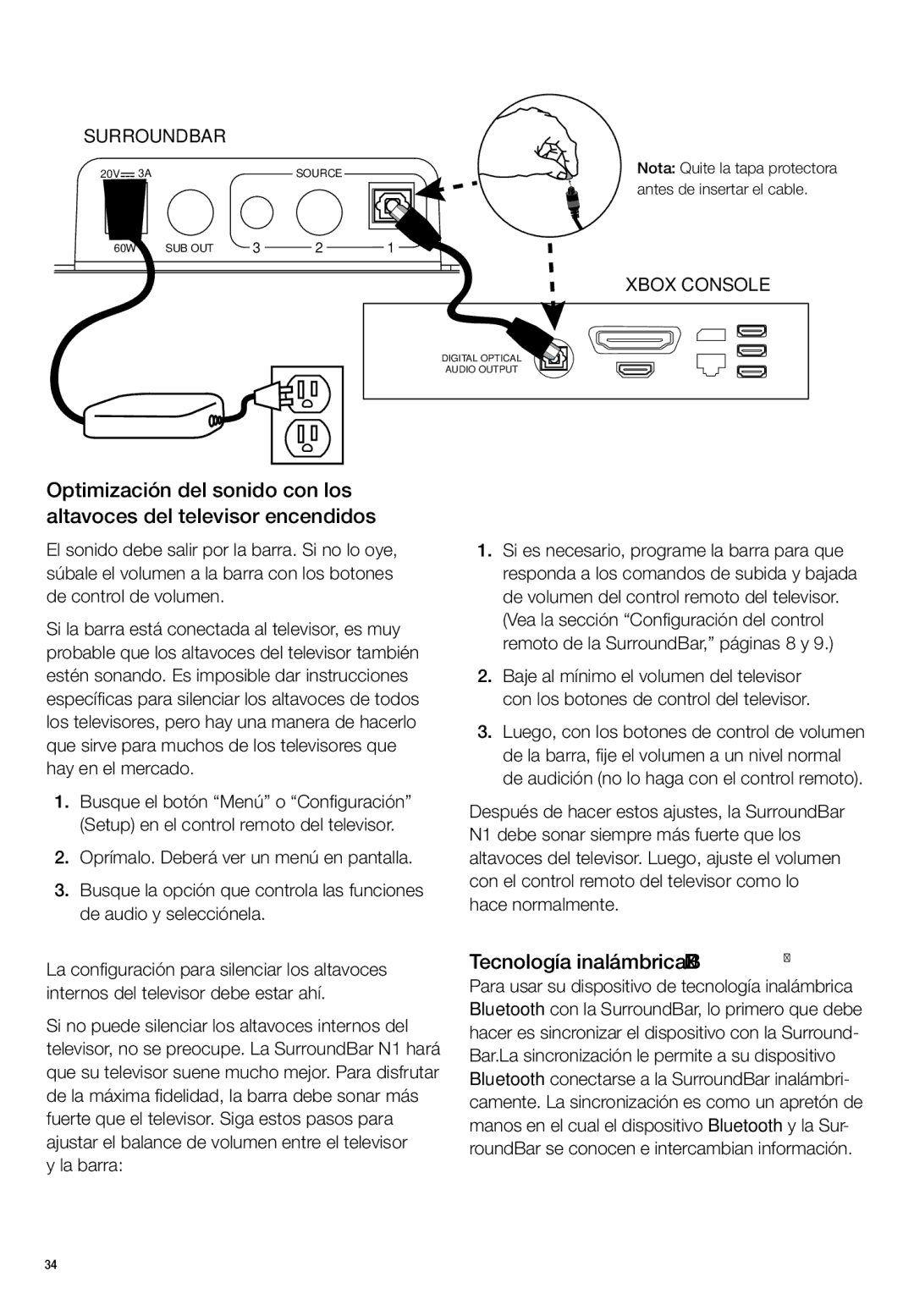 Polk Audio N1 manual Tecnología inalámbrica Bluetooth, La barra 