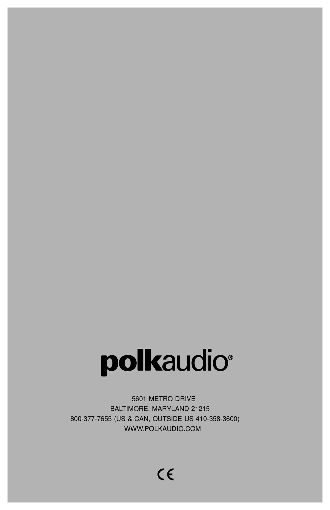 Polk Audio OWM3 owner manual Metro Drive BALTIMORE, Maryland 