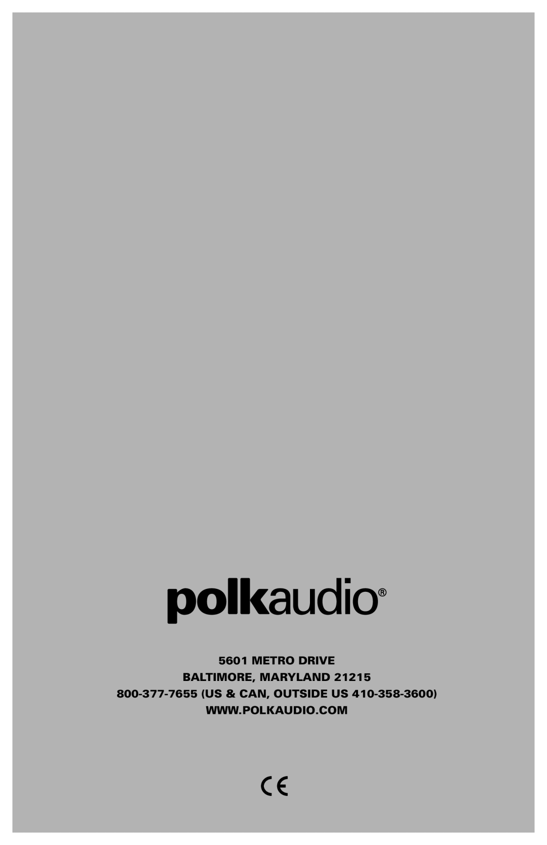 Polk Audio OWM3 owner manual Metro Drive Baltimore, Maryland, 800-377-7655US & CAN, OUTSIDE US, Www.Polkaudio.Com 