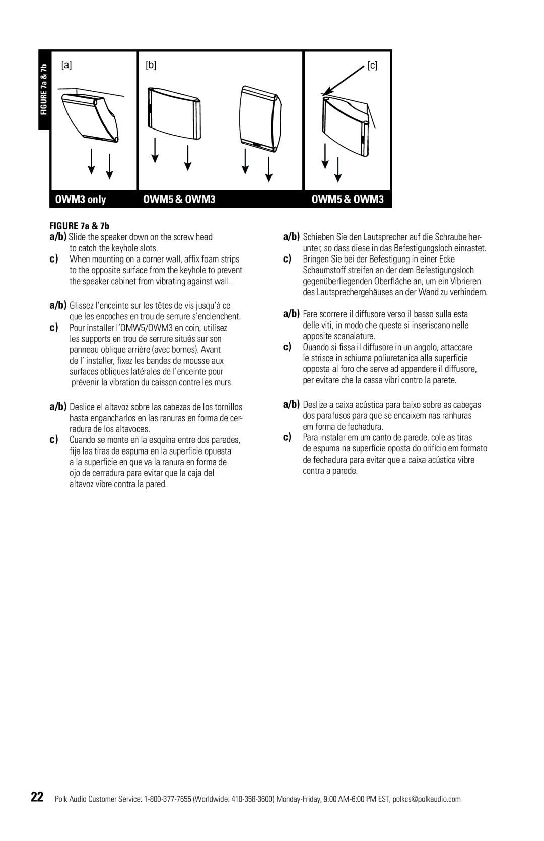 Polk Audio owner manual OWM5 & OWM3 