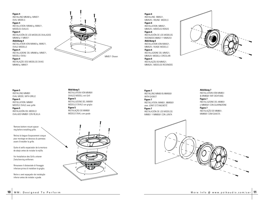 Polk Audio polk audio mobile monitor manual Oval Models, Modèles Ovales, Ovale Modelle, Modelli Ovali, Installing MM521 