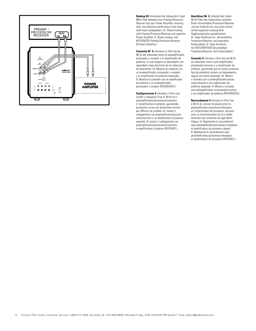 Polk Audio PSW1000 important safety instructions Processor, Receiver 