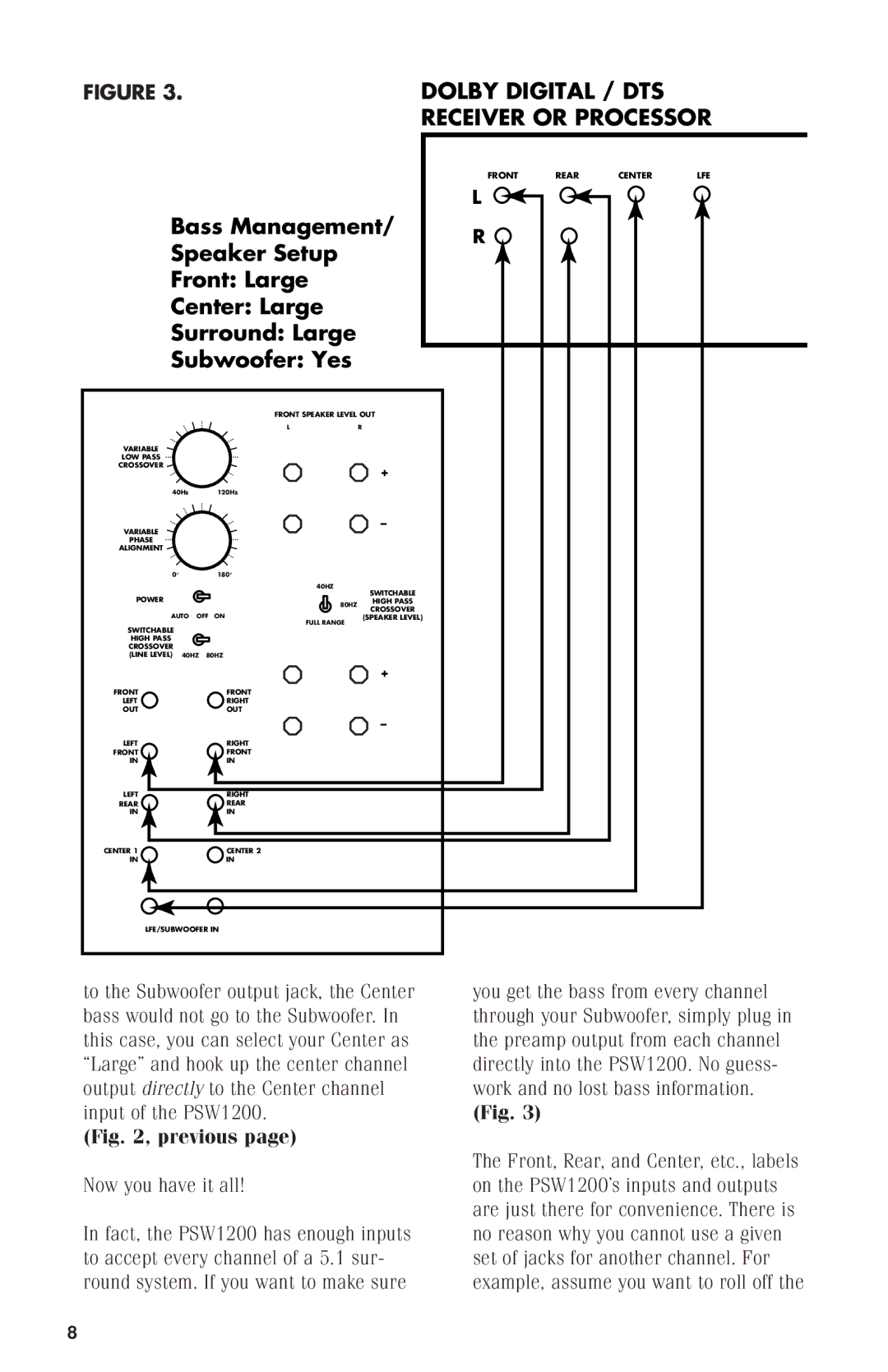 Polk Audio PSW1200 owner manual Dolby Digital / DTS 